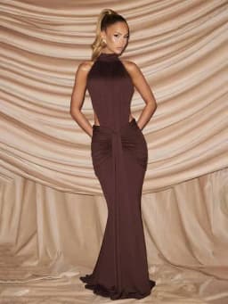 Townlike Ribbon Pleated Slim Bodycon Maxi Long Dress Women Halter 2026 Spring Summer Dress Backless Nightclub Sexy Party Dresses