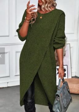Womens Long Knitted Sweater Dress 2025 Autumn Winter Warm Fur Jumpers Casual Solid Loose Knit Midi Dress Lady Work Pullovers