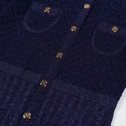 Trendy Women Knitted Midi Dress 3/4 Sleeve Button Front Pleated Slim Fit Navy Blue Elegant Casual Dress 2025