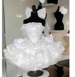 New Girls Birthday Lolita Dress 2026 Spring and Summer Women's Tube Top Satin Bowknot Slim Pettiskirt Short Mini Party Dress