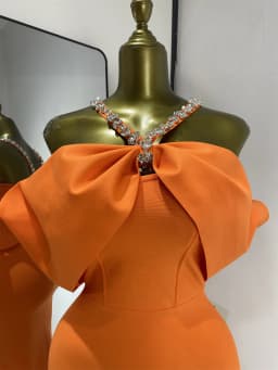 Women Luxury Orange Crystal Halter Off Shoulder Long Bandage Dress One Piece Celebrity Evening Club Party Dresses Wholesale