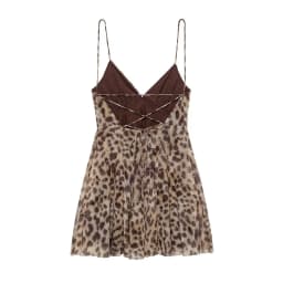 MUJER 2026 Tulle Mini Dress Woman Leopard Print Slip Dress Women Sexy Backless Short Dresses for Women Draped Party Dresses