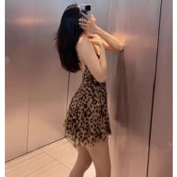 MUJER 2026 Tulle Mini Dress Woman Leopard Print Slip Dress Women Sexy Backless Short Dresses for Women Draped Party Dresses