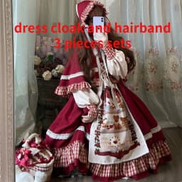 KOSAHIKI Christmas Lolita Dress Kawaii Women New Year 2026 Sweet Lace Ruffle Patchwork Puff Long Sleeve Red Princess Plaid