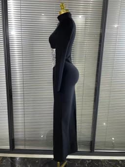 Sparkly Crystals Women Long Sleeve Sexy Bodycon Long Bandage Dress Evening Party Elegant Red Carpet Birthday Fashion Outfit