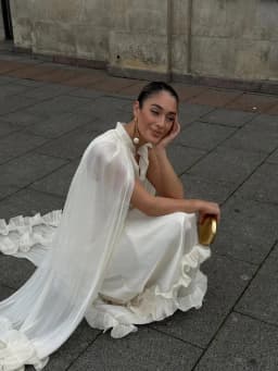 Ivory Sleeveless Ruffled Hem Maxi Dress Women Flowy Solid Cloak Long 2026 Spring Summer Fashion Vacation Leisure Lady Vestidos