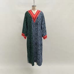 Elelgant V-Neck Simple Loose Dress Women 2025 Spring Summer Holiday Printing Patchwork Maxi Dress Casual