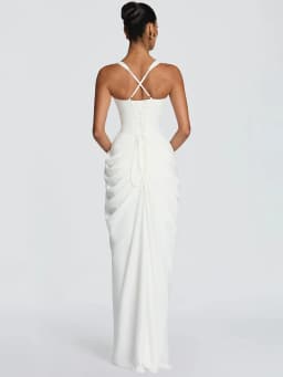 Mozision Women Sexy Maxi Dress Sleeveless Sweetheart Neck High Split Draped Ruched Long Party Dress Formal Wedding Guest Dress