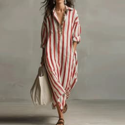 Vintage Printed Maxi Dresses For Women Casual Striped Printed Loose Beach Holiday Long Dresses For Women Party Dress Boho