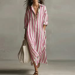 Vintage Printed Maxi Dresses For Women Casual Striped Printed Loose Beach Holiday Long Dresses For Women Party Dress Boho