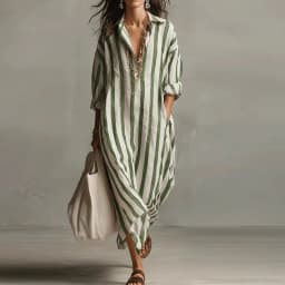 Vintage Printed Maxi Dresses For Women Casual Striped Printed Loose Beach Holiday Long Dresses For Women Party Dress Boho