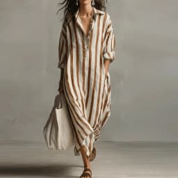 Vintage Printed Maxi Dresses For Women Casual Striped Printed Loose Beach Holiday Long Dresses For Women Party Dress Boho