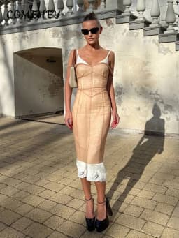 Sheer Layers Mesh See Through Midi Dress Women Spaghetti Strap Sleeveless Slim Dresses 2026 Summer Lady Sexy Beach Outfit