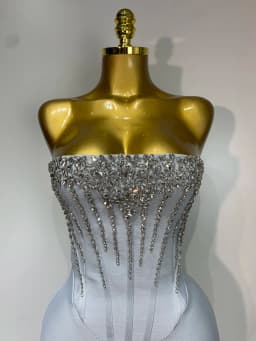 Women Sexy Strapless Backless Long Bandage Dress Fashion Light Grey Sleeveless Beading Cocktail Party Luxury Birthday Gown