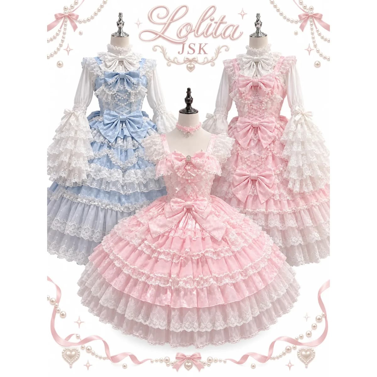 Japanese Style Lolita Strap Dress Women Sleeveless Cute Bow Lace Elegant Sweet Fairy Cosplay Party Daily Casual JSK Dresses
