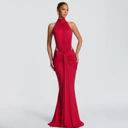 Elegant Brown Long Dress Women's Luxury Turtleneck Female Backless Black Party Casual Evening Dresses Wedding Guest Orange Gowns