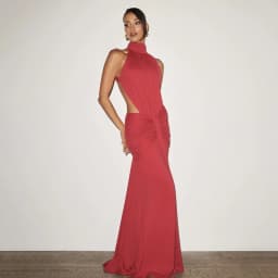 Elegant Brown Long Dress Women's Luxury Turtleneck Female Backless Black Party Casual Evening Dresses Wedding Guest Orange Gowns