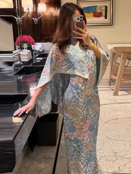 Women Floral Dress With Attached Shawl Cape Overlay Waisted Bodycon Maxi Dresses Fashion Elegant Commute 2026 Summer Autumn Gown