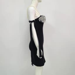 New Women Summer Sexy Backless Pearl Diamonds Crystal Black Mini Bodycon Bandage Dress 2021 Elegant Evening Party Dress Vestido
