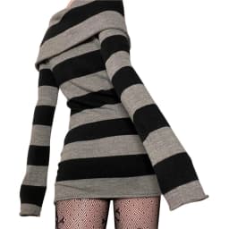 Lamuusaa Gothic Dress Women Punk Style Witchy Dark Academia Off Shoulder Long Sleeve Knitted Dress y2k Grunge Dresses Clubwear