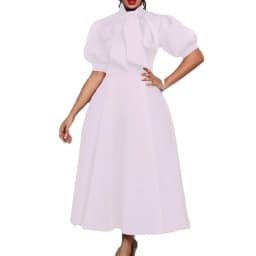 2025 Latest Design Summer Church Dress Banquet Dresses Women Lady Elegant Solid Color Bow Short Sleeve Party Dress Evening Dress