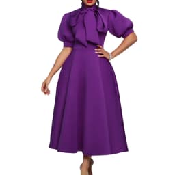 2025 Latest Design Summer Church Dress Banquet Dresses Women Lady Elegant Solid Color Bow Short Sleeve Party Dress Evening Dress