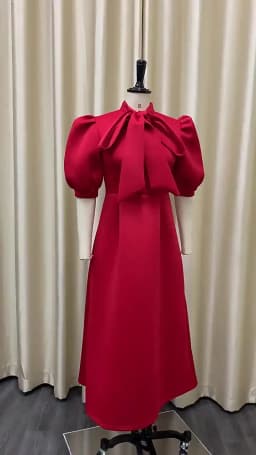 2025 Latest Design Summer Church Dress Banquet Dresses Women Lady Elegant Solid Color Bow Short Sleeve Party Dress Evening Dress