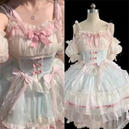 Sweet Princess Lolita Elegant Woman Party Dress Y2k Chic Bow Fairy Vintage Dress Slim Flower Lace Retro Outfits Japanese Summer