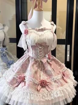 Sweet Princess Lolita Elegant Woman Party Dress Y2k Chic Bow Fairy Vintage Dress Slim Flower Lace Retro Outfits Japanese Summer