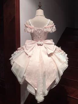 Pink Sweet Lolita Princess Dresses JSK Girl's Woman's Slim-Fit Elegant Lace Bow Tail Birthday Dress Y2k Ballet Style Mini Dress