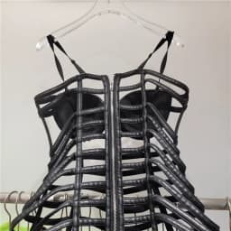 DEAT 2025 New Style Fashion Hollow Out Leather Dress For Women Heavy Industry Strapless Slim Fit Short Dresses Female 11A07880