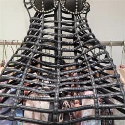 DEAT 2025 New Style Fashion Hollow Out Leather Dress For Women Heavy Industry Strapless Slim Fit Short Dresses Female 11A07880