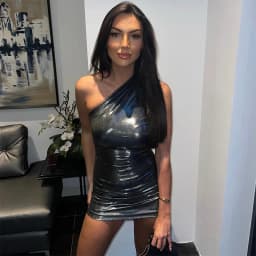 Sexy One Shoulder Bodycon Dresses For Women Solid Irregular Skinny Mini Y2K Metallic Gilding Short Mini Dress