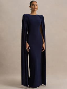 Mozision Cape Sleeve Sexy Maxi Dress Women Gown Elegant Fashion Zipper O Neck High Waist Split Club Party Long Dresses Female