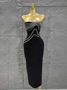 High Quality Women Sexy Strapless Shinning Sequins Bodycon Long Bandage Dress Celebrate Evening Party Cocktail Outfit Vestido