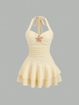 Sweetheart Neck Starfish Front Halter Dress for Women Summer Sexy Elegant Backless A-line Pleating Dresses