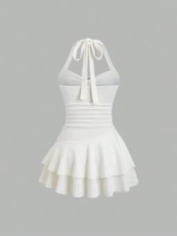 Sweetheart Neck Starfish Front Halter Dress for Women Summer Sexy Elegant Backless A-line Pleating Dresses