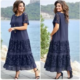 Long Dress Women Dresses A Line Vestidos Y2k Streetwear Short Sleeve Lace Hollow Out Spliced Elegant Loose Work 2026 Spring