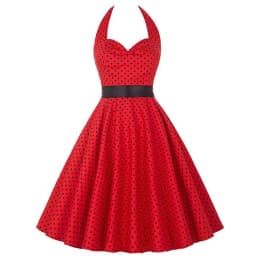 Sexy Retro White Polka Dot Dress Hepburn Vintage Halter Party Dress 50s 60s Pin Up Rockabilly Robe
