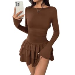 Temperament Dresses 2026 Woman Mini vestidos Simple Style Elegant French Bodycon Slim Pleated Fashion Long Sleeve Commuting Sexy