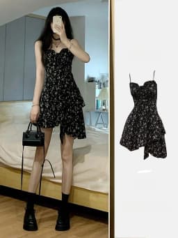Romantic Captured Dark Pure Desire Spicy Girl Dress Asymmetrical Floral Print Strapless A-Line Skirt Spring Summer New A...
