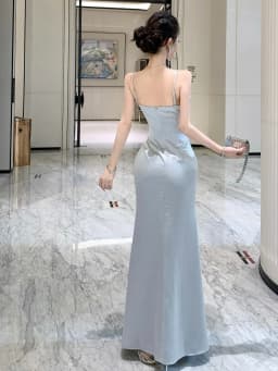 Elegant Fishbone Splice Satin Dress Sexy Waist Cinching Bodycon Strapless Gown for Women High Waist Spring Party Stage Wear