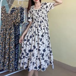 Spring Summer Elastic Waist Chiffon Dress Women Casual Dresses Fashion Female  Vestidos Short Sleeve Pleated A-line Dresses