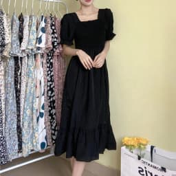 Spring Summer Elastic Waist Chiffon Dress Women Casual Dresses Fashion Female  Vestidos Short Sleeve Pleated A-line Dresses