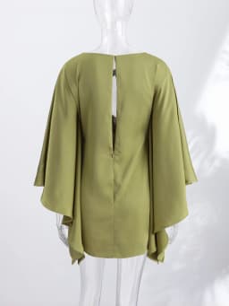 Sexy Satin Mini Dress Women O Neck Batwing Sleeves Hollow Out High Waist Vestidos Female 2026 Summer New Chic Fashion Dresses