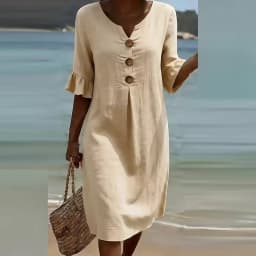 Summer Vintage Printed Dress Women Casual V Neck Half Sleeve Button Design Midi Dresses For Women Loose Beach Holiday Dress Boho