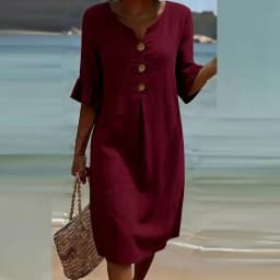 Summer Vintage Printed Dress Women Casual V Neck Half Sleeve Button Design Midi Dresses For Women Loose Beach Holiday Dress Boho