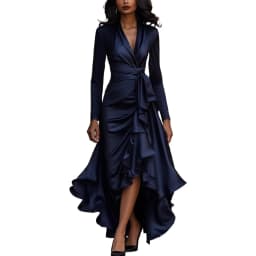 Sexy V Neck Long Sleeve Slash Ribbon Ruffle Trumpet Party Long Dress Spring Autumn Ruffle Irregular Vestidos SZE-5580
