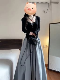 Elegant High-Waisted Long Dress Set Women's Style A-Line Skirt French Country Pure Color Cotton Linen Polyester Blend Summer