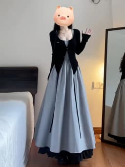 Elegant High-Waisted Long Dress Set Women's Style A-Line Skirt French Country Pure Color Cotton Linen Polyester Blend Summer